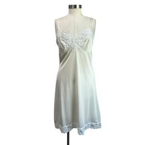 Vintage Lorraine Satin Romantic Cream Full Slip Night Gown Size Tall 36